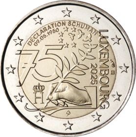 75 лет подписания декларации Шумана 2 евро Люксембург 2025