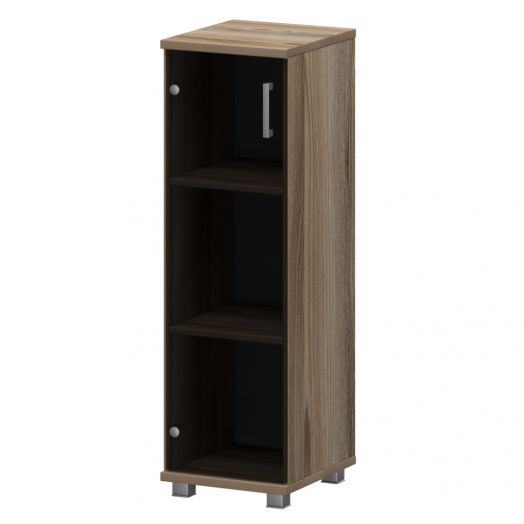 Стеллаж низкий узкий закрытый со стеклом