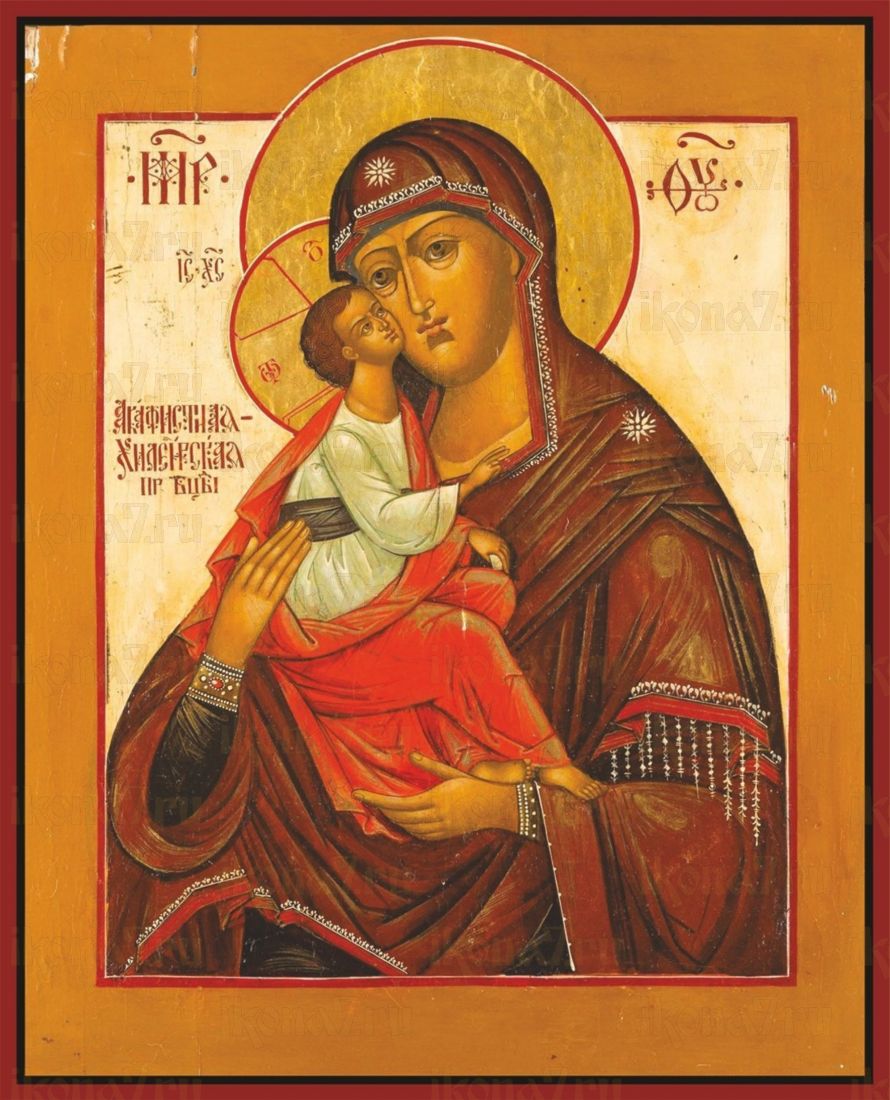Акафистная икона Божией Матери (рукописная)
