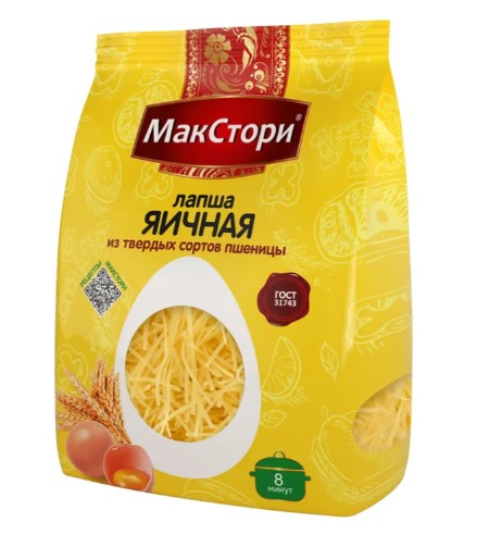МАКСТОРИ Лапша Яичная из твердых сортов пшеницы 250 г