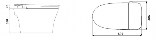 Унитаз-биде электронный Panasonic CH2711 (не требует инсталляции и кнопки смыва) 1170 схема 2