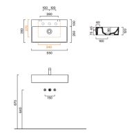 Раковина подвесная 55x35 Catalano PREMIUM без отв. под смеситель покрытие Cataglaze+ цвет белый глянцевый 220550001 схема 2