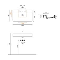 Раковина 80x47 Catalano PREMIUM без отв. под смеситель покрытие Cataglaze+ цвет белый глянцевый 220800001 схема 2