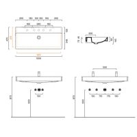 Раковина 100x47 Catalano GREEN без отв. под смеситель покрытие Cataglaze+ цвет белый глянцевый 421000001 схема 2