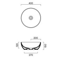 Раковина 40 h15 накладная Catalano GREEN без отв. под смеситель покрытие Cataglaze+ цвет белый глянцевый 423400001 схема 2 Раковина 40 h15 накладная Catalano GREEN без отв. под смеситель покрытие Cataglaze+ цвет белый глянцевый 423400001 схема 2
