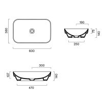 Раковина 60x38 h14 встраиваемая Catalano GREEN цвет белый глянцевый 424600001 схема 2