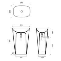 Раковина 55x38 h85 свободностоящая Catalano GREEN слив в стену цвет белый глянцевый 428551001 схема 2