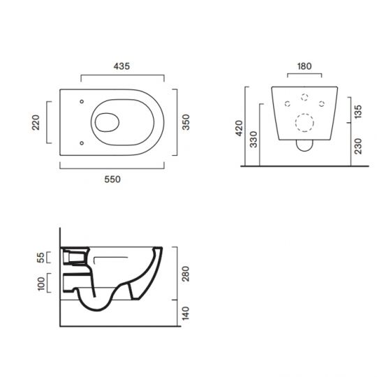 Унитаз подвесной 55x35 Catalano SFERA безободковый смыв Tornado покрытие Cataglaze+ без крепежа цвет белый глянцевый 511550001 схема 2 Унитаз подвесной 55x35 Catalano SFERA безободковый смыв Tornado покрытие Cataglaze+ без крепежа цвет белый глянцевый 511550001 схема 2