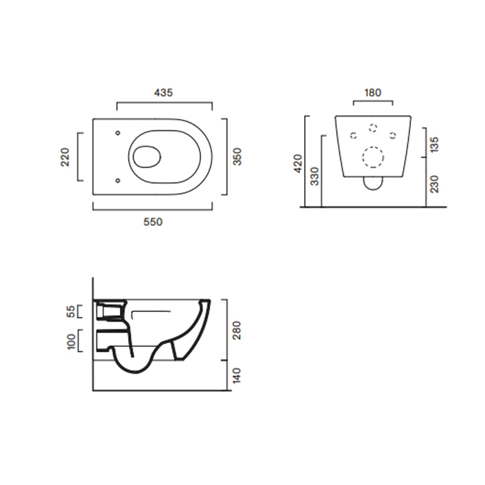 Унитаз подвесной 55x35 Catalano SFERA безободковый смыв Tornado покрытие Twinglaze+ без крепежа цвет белый матовый ФОТО