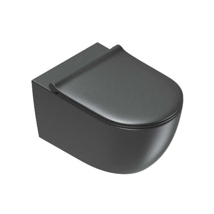 Изображение Унитаз подвесной 55x35 Catalano SFERA безободковый смыв Tornado покрытие Twinglaze+ без крепежа цвет черный матовый