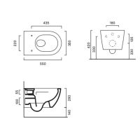 Унитаз подвесной 55x35 Catalano SFERA безободковый смыв Tornado покрытие Twinglaze+ без крепежа цвет Cemento Satinato 511550023 схема 2