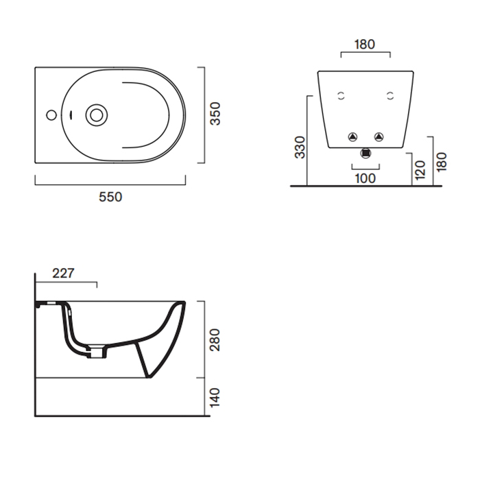 Биде подвесное 55x35 Catalano SFERA без крепежа цвет белый матовый 518551021 ФОТО
