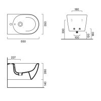 Биде подвесное 55x35 Catalano SFERA без крепежа цвет белый матовый 518551021 схема 2