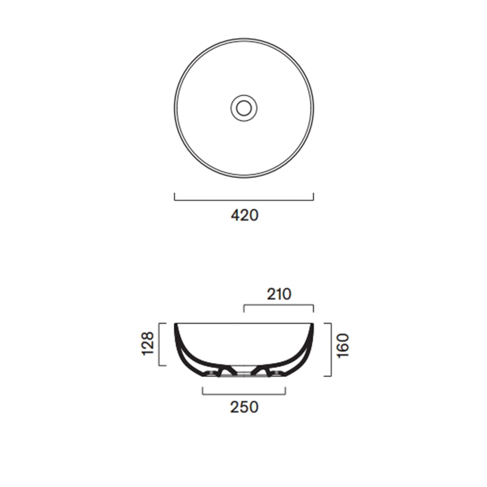 Раковина 42 h16 накладная Catalano SFERA без отв. под смеситель покрытие Cataglaze+ цвет белый глянцевый 523430001 ФОТО