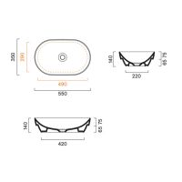 Раковина Catalano Sfera 524550001 накладная или полувстраиваемая 55х35см схема 2
