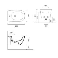 Биде подвесное 53x36 Catalano Alvea без крепежа схема 2 Биде подвесное 53x36 Catalano Alvea без крепежа схема 2