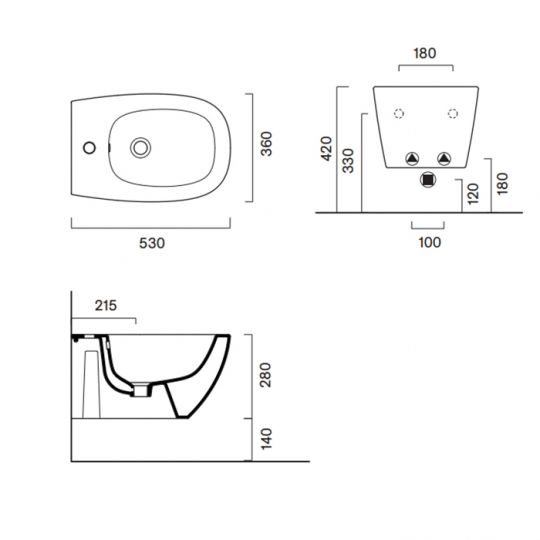 Биде подвесное 53x36 Catalano Alvea без крепежа схема 2 Биде подвесное 53x36 Catalano Alvea без крепежа схема 2
