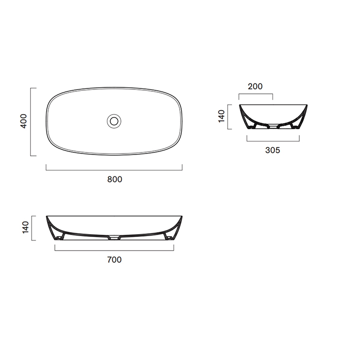 Раковина 80x40 накладная Catalano Alvea без отв. под смеситель покрытие Cataglaze+ цвет белый глянцевый 622800001 ФОТО