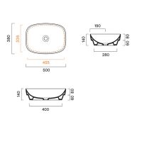 Раковина 50x38 встраиваемая Catalano Alvea без отв. под смеситель покрытие Cataglaze+ цвет белый глянцевый 624500001 схема 2 Раковина 50x38 встраиваемая Catalano Alvea без отв. под смеситель покрытие Cataglaze+ цвет белый глянцевый 624500001 схема 2