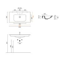 Раковина подвесная Catalano Italy 100x50 см без отв. под смеситель покрытие Cataglaze+ цвет белый глянцевый схема 2