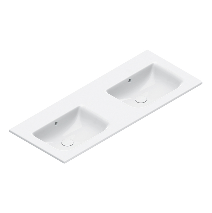 Раковина подвесная двойная Catalano Italy 125x50 см без отв. под смеситель цвет белый глянцевый 721270001