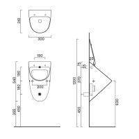 Писсуар подвесной  c отв. под крышку Catalano Comfort Rimless 54x30 цвет белый глянцевый 932541001 схема 2