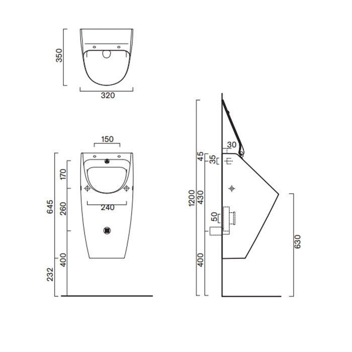 Писсуар подвесной Catalano Comfort Rimless 64x32, цвет белый глянцевый ФОТО