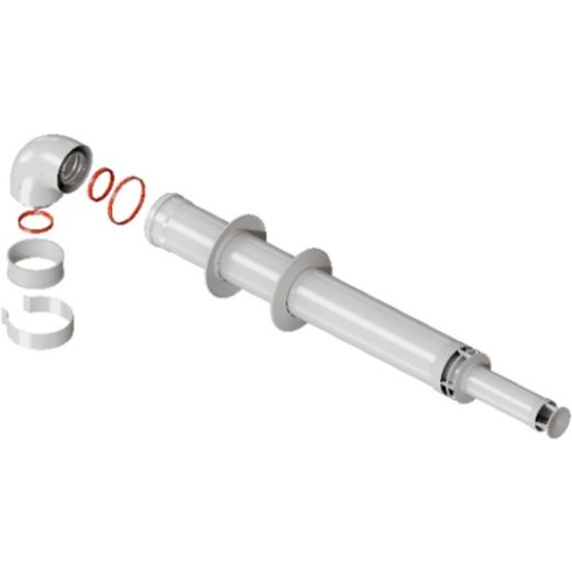 ROMMER RCA-6010-211000 Комплект дымохода АНТИЛЕД 60/100 - 1000мм (Baxi (кроме ECO Nova/Classic), Viessmann, Kiturami, Mizudo, Beretta, Oasis, Wolf, Tiberis, DeDietrich ) хомут в комплекте