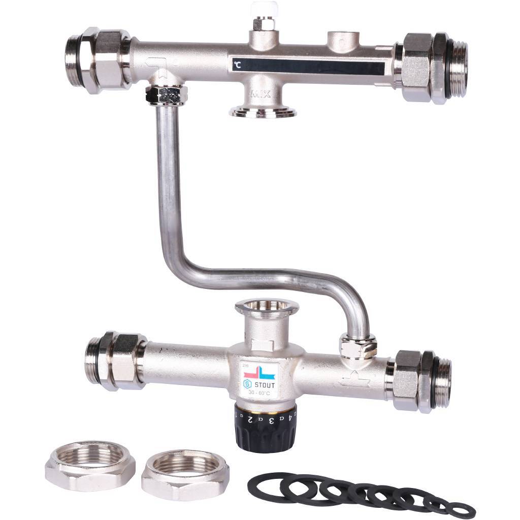 STOUT Насосно-смесительный узел с термостатическим клапаном 30-60°C, без насоса SDG-0120-007000