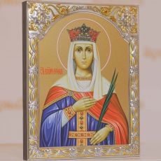 Икона Ирина Македонская Великомученица в серебряном окладе (14х18см)