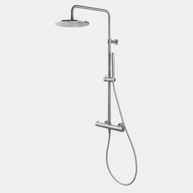 Смеситель для душа термостатический с душевой стойкой Fima carlo frattini Spillo steel F4385/R25S