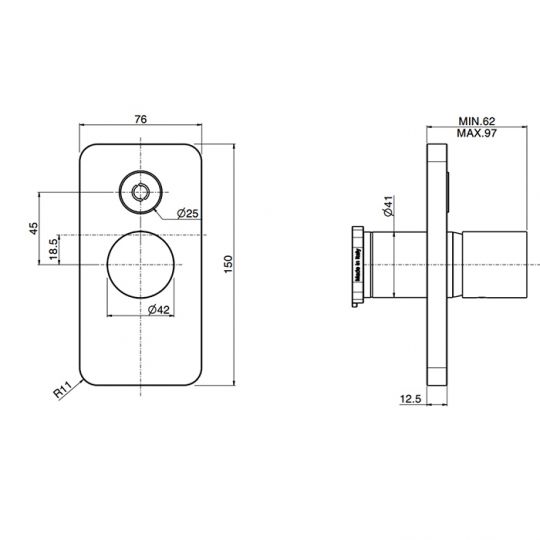 Встроенный смеситель с переключателем на 2 источника Fima carlo frattini Nomos go F4169E2 схема 3
