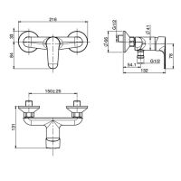 Настенный смеситель для душа внешнего монтажа без душевого комплекта Fima carlo frattini Serie 22 цвета хром F3835/1 схема 3