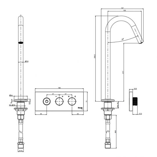 Смеситель для раковины настенный с изливом для столешницы Fima carlo frattini Switch ON F5951C схема 13