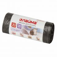 Мешки для мусора 30 л черные в рулоне 30 шт., ПНД 8 мкм, 50×60 см, LAIMA стандарт, 601377