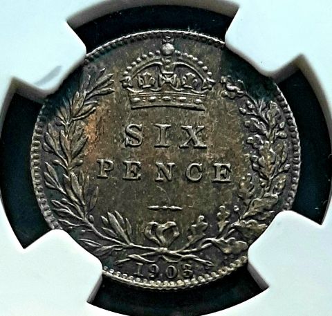 6 пенсов 1903 Великобритания MS 63 Слаб NGC