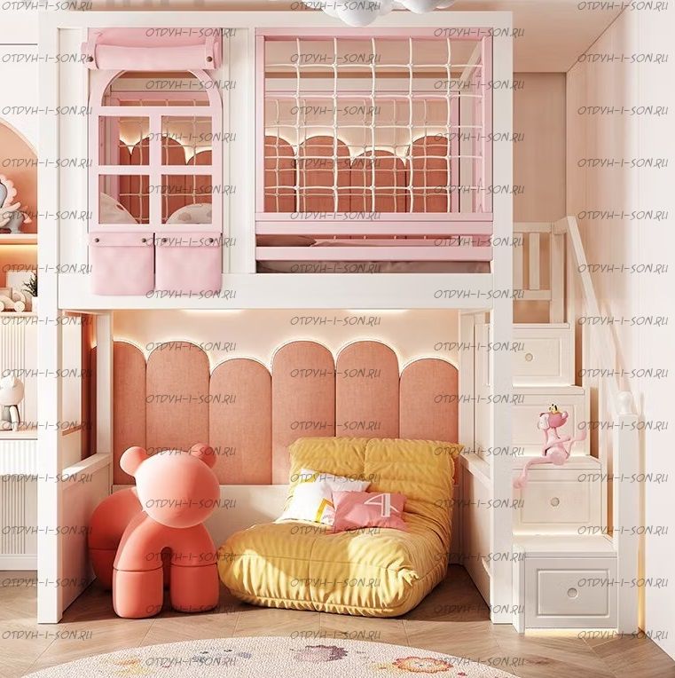 Кровать-чердак Домик Fairy Land Sky Santana №22, Массив