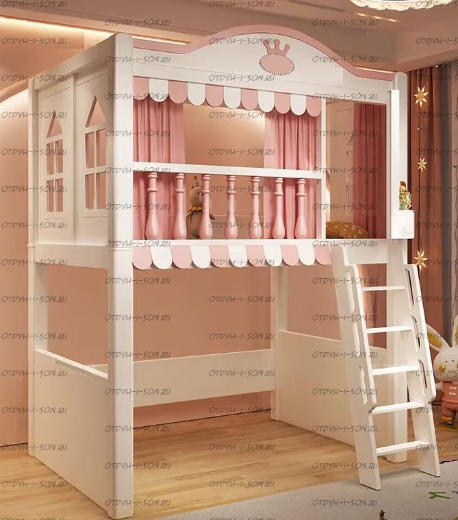 Кровать-чердак Домик Fairy Land Sky Santana №22, Массив