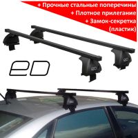 Багажник на крышу Hyundai Solaris 2011-17, sedan, ЕД, стальные прямоугольные дуги