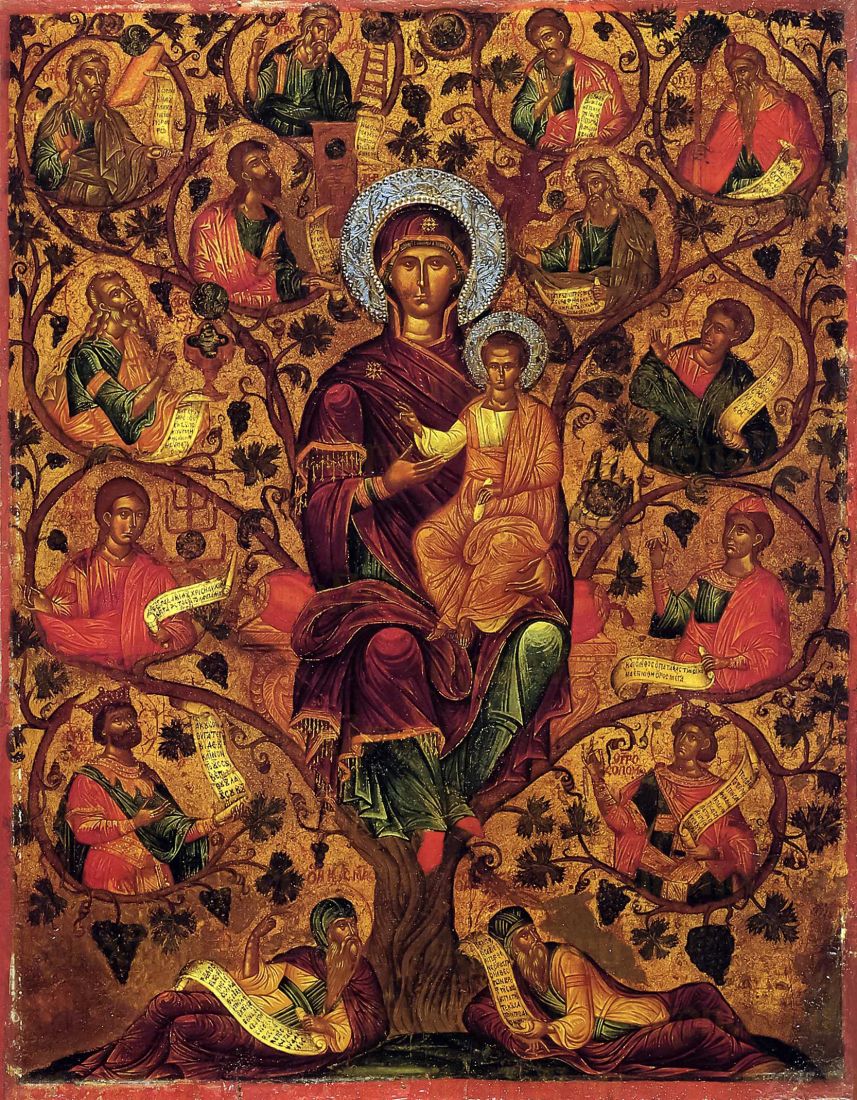 Древо Иессеево икона Божией Матери (рукописная)