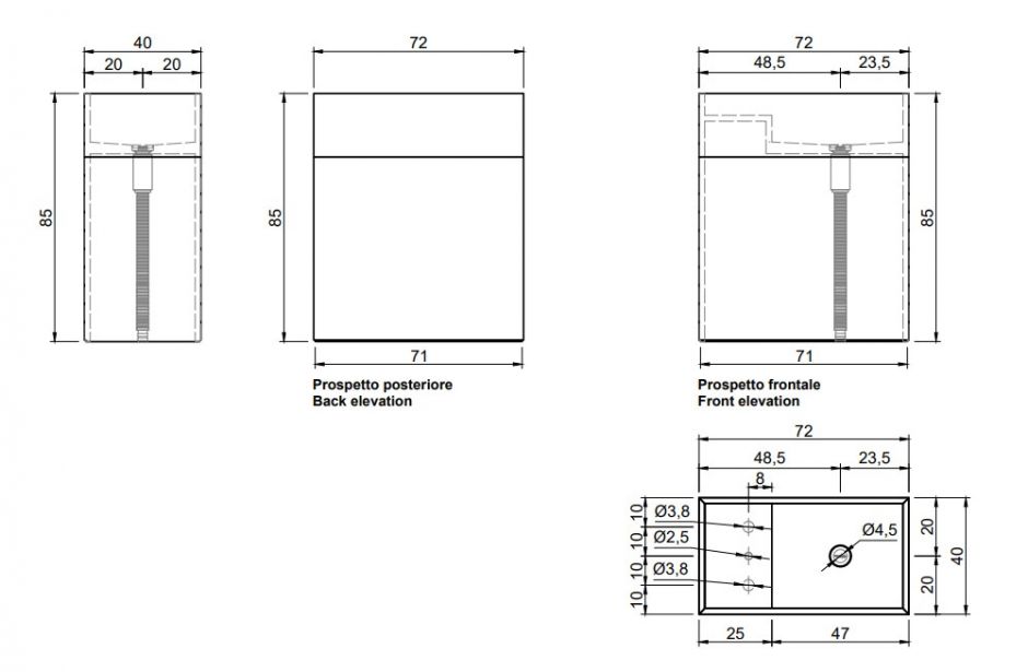 Раковина из мрамора с базой, напольная Antonio Lupi MySTREET FLOOR 54/72/90х40 слив в стену/пол ФОТО