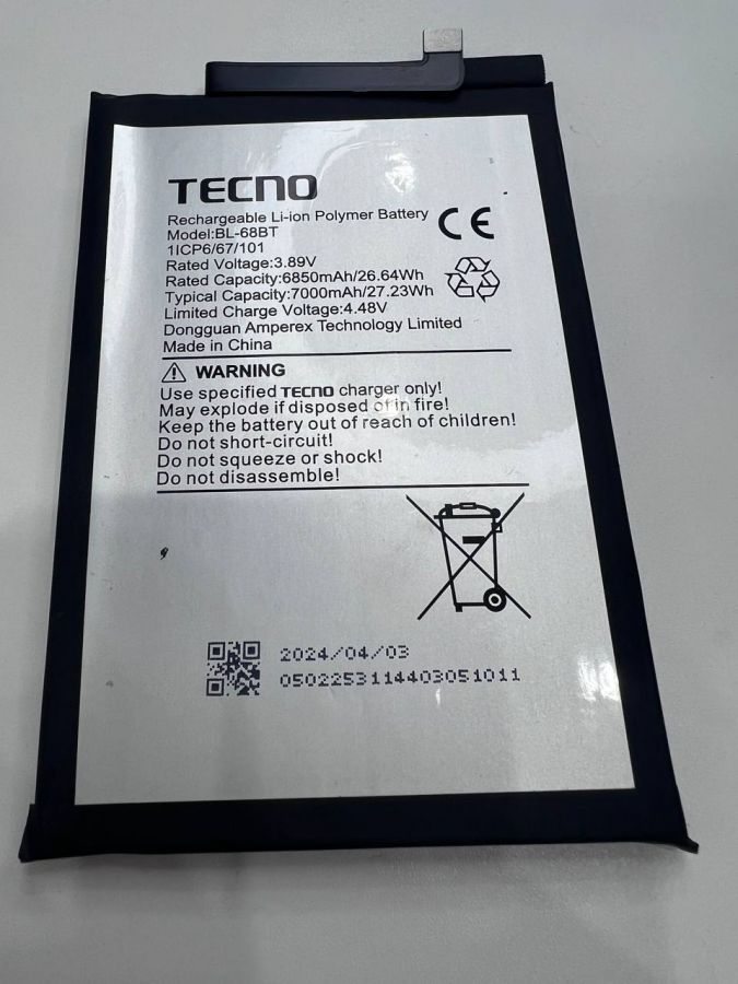 Tecno BL-68BT АКБ аккумулятор оригинал с разбора