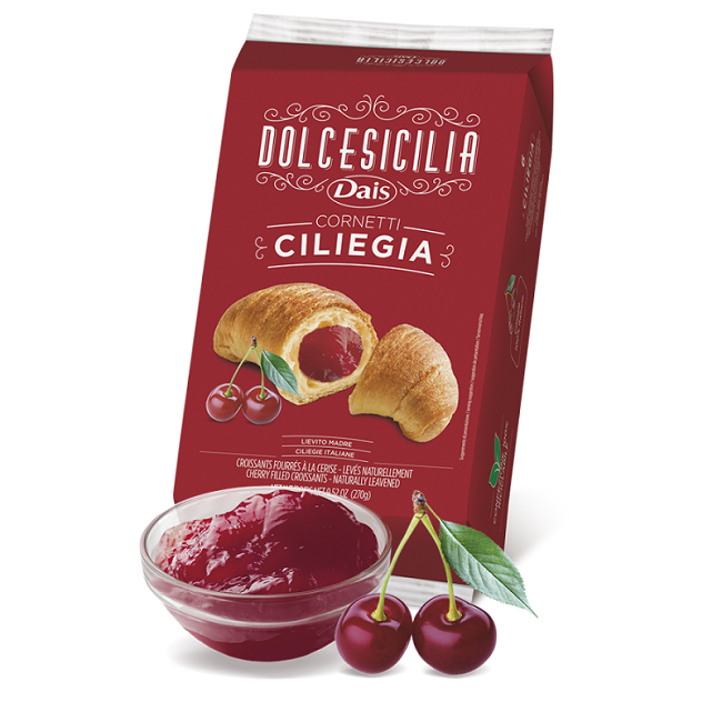 Круассаны с вишневым джемом Dolce Sicilia (6 шт по 45 г) 270 г, Cornetti farciti alla ciliegia, 270 g
