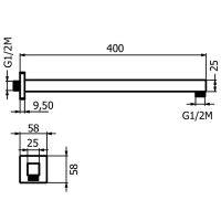 Настенное крепление верхнего душа Plumberia Selection SAQ3122 400 мм из нержавеющей стали схема 2