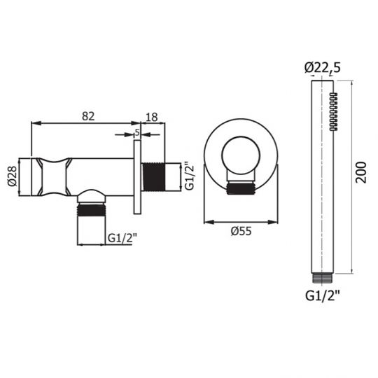 Комплект ручного душа Plumberia Selection HST3018 водорозетка с запорным клапаном и держателем душ 1 режим схема 14