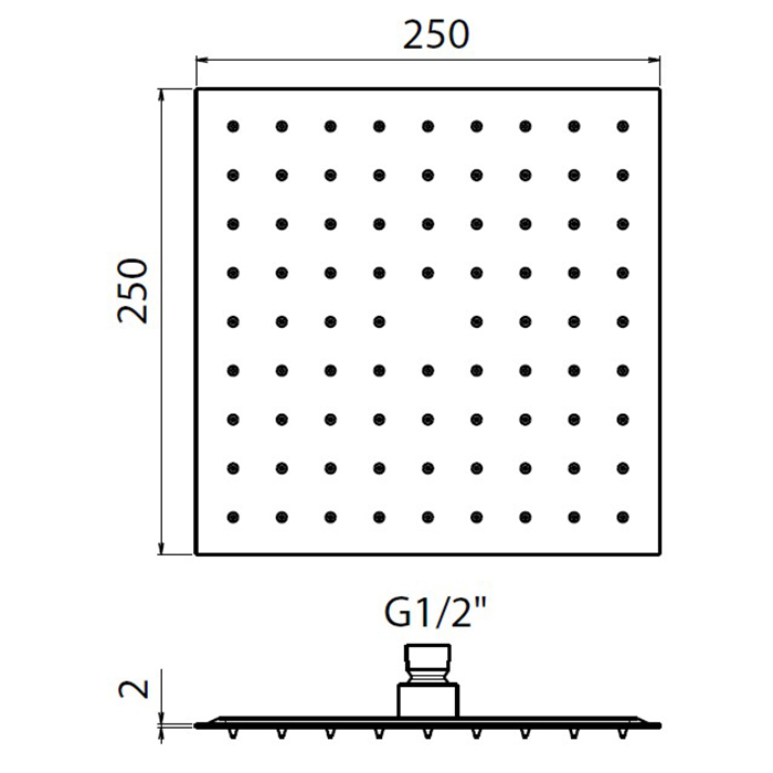 Верхний душ Plumberia Selection SAQ3114CR 250х250 встроенный клапан безопасности поворотное крепление антикальций 2 мм ФОТО