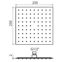 Верхний душ Plumberia Selection SAQ3114CR 250х250 встроенный клапан безопасности поворотное крепление антикальций 2 мм схема 4