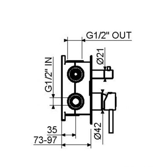 Встраиваемый BOX смесителя Plumberia Selection IXO INT9036 для душа на 2-3 выхода схема 2