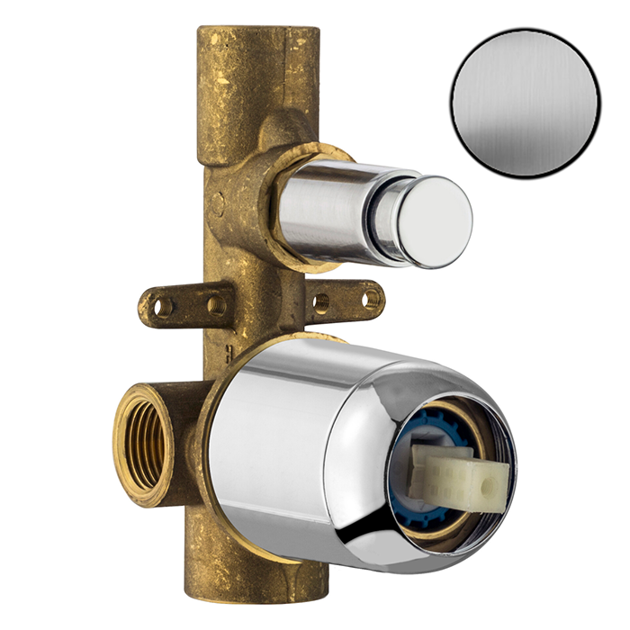 Изображение Внутренняя часть встраиваемого смесителя Plumberia Selection IXO INT0036CS для душа на 2 выхода с кнопочным девиатором диаметр 35 мм