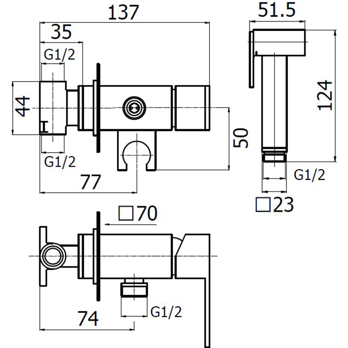 Комплект гигиенического душа Plumberia Selection TAG TG2000CR со смесителем ФОТО